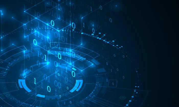 Abstract digital engineering and data network visualization representing complex technology systems and software development environments.