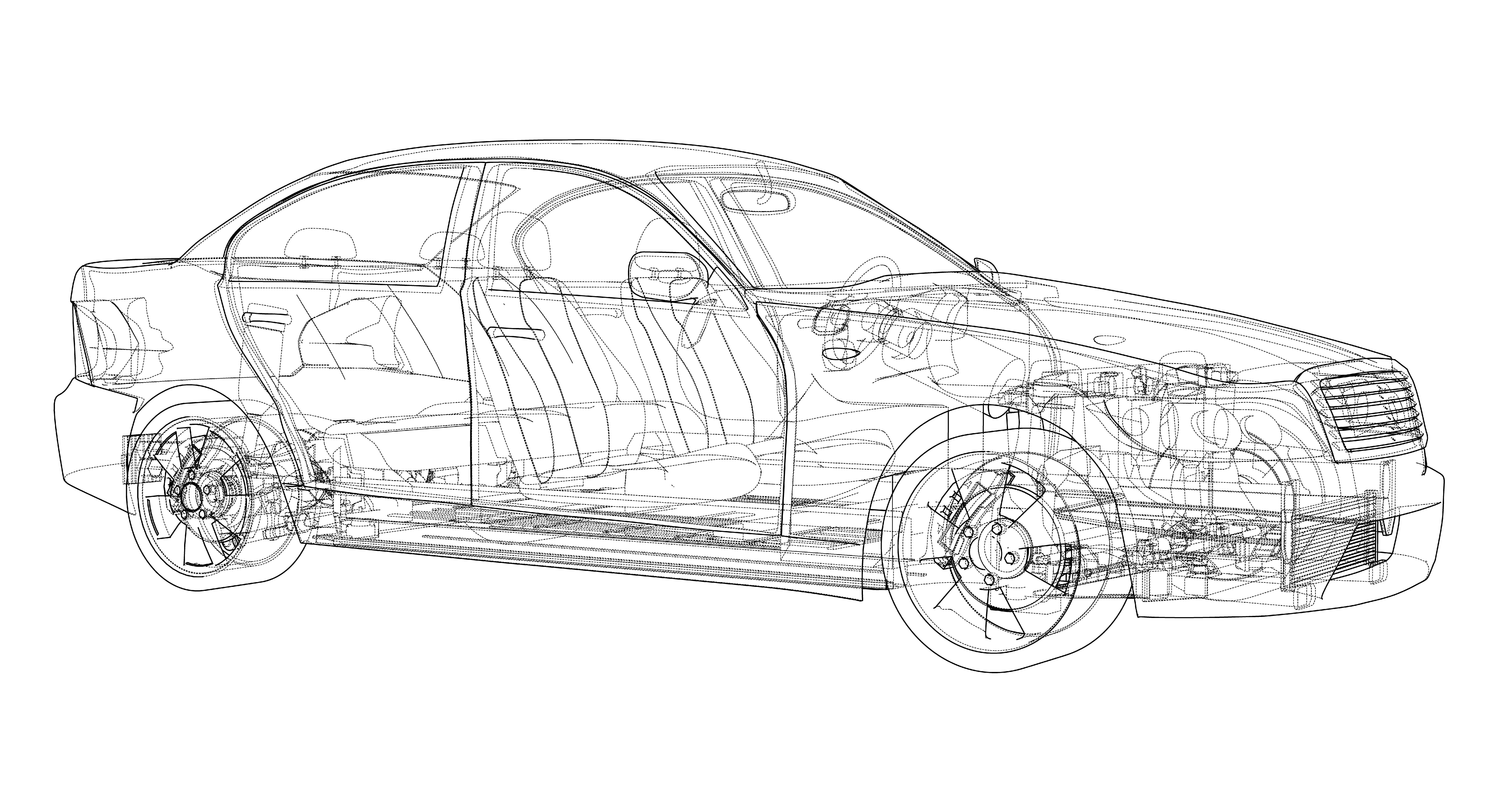 Blue print of a car